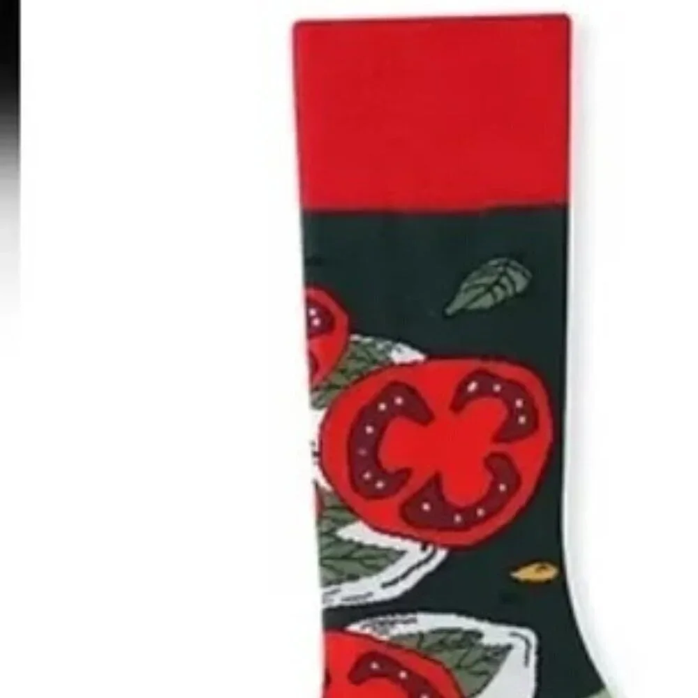 Tomato Theme Novelty Fashion Socks Crew Socks New Dark Green & Red